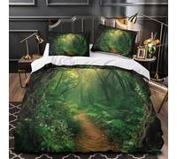 Camino forestal Funda de Edredón Cierre de Cremallera Oculta Juego de 3 Piezas Suave Impresión 3D incluye Fundas de Almohada Suave Jungla mística Funda Edredon for Ancianos Double（200x200cm）