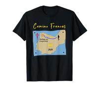 Camino Frances 2026 Santiago de Compostela Mujer Peregrina Mapa Camiseta