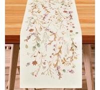 Camino Mesa Otoño,Lino Camino de Mesa otoño Mantel Camino de Mesas de Calabaza,Flores Hojas Otoño de Mesa para Estaciones Hogar Fiesta Banquete Cocina Sala 33 * 183cm (A)