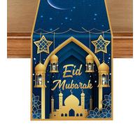 Camino para Mesa Ramadán Eid Mubarak, Camino De Mesa Mezquita de Linterna Islámico para Mesa De Ramadan para Primavera, Vacaciones, Cocina, Comedor, para Decoración del Hogar,14x72In