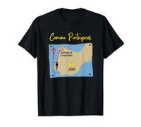 Camino Portugues 2026 Santiago Compostela Mujer Peregrina Mapa Camiseta