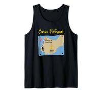 Camino Portugues 2026 Santiago de Compostela Peregrino Mapa Camiseta sin Mangas