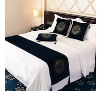 Caminos de cama con diamantes de imitación con borlas, bufandas de terciopelo suave, decoración para el hogar, hotel, boda, negro, camino de cama de 45 x 240 cm para cama de 1,8 m