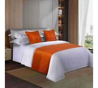 Caminos De Cama De Lujo para Hoteles Tamaño King/Queen - Corredor De Cama Suave con Protector Toalla Decorativa para El Pie De Cama para El Hogar, Hotel, Apartamento-Orange||50x180cm(1.2m Bed)