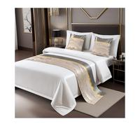 Caminos de cama suaves con cojines a juego, serie de alta precisión, bufanda de cama, protector de ropa de cama de lujo ligero para hotel, banderas de cama para pies (Size:50*160cm,Color:Oro)