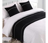 Caminos de cama tamaño king para pies de cama, patrón de rayas, decoración negra, funda de protección de cama, bufanda, toalla de cama, no se decolora, hotel, dormitorio, sala de boda, 240 x 50 cm