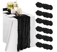 Caminos de mesa de gasa suave, paquete de 6 paños de gasa beige para decoración de mesa de banquete, aniversario de boda, 17 x 108 pulgadas (negro)