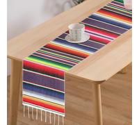 Caminos de Mesa Mexicano 35 x 215cm Corredor de Mesa Mexicano con Borla Algodón Mantel a Rayas Mexicanas Fiesta de Carnaval Mexicano Boda Tema Fiesta Decor Mexicano Playa Frazada Mantel Exterior (B)