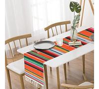 Caminos de Mesa Mexicano 35 x 215cm Corredor de Mesa Mexicano con Borla Algodón Mantel a Rayas Mexicanas Fiesta de Carnaval Mexicano Boda Tema Fiesta Decor Mexicano Playa Frazada Mantel Exterior (A)
