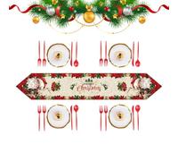 Caminos de Mesa Navidad - 72 Pulgadas Lino Rojo Decoración | Mantel Festivo | Cocina Comedor Estilo Rústico - Fiesta Invernal Hogar Apartamento Oficina de Mesa Estacional
