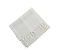 Caminos de Mesa rústicos con borlas Hechas a Mano, Camino Vintage Lino y algodón Tejido Largo(White)