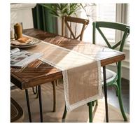 Caminos de Mesa rústicos Yute con Encaje Vintage for Bodas, Acción Gracias, Fiestas Navidad, decoración(Style3,30x160cm)