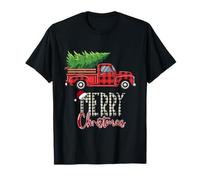 Camión agrícola Cargado con árbol de Navidad, a Cuadros, Navidad Camiseta