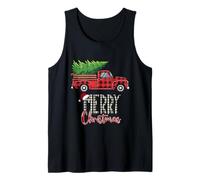 Camión agrícola Cargado con árbol de Navidad, a Cuadros, Navidad Camiseta sin Mangas