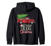 Camión agrícola Cargado con árbol de Navidad, a Cuadros, Navidad Sudadera con Capucha