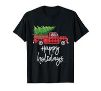 Camión agrícola Cargado con árbol de Navidad Felices Fiestas Camiseta