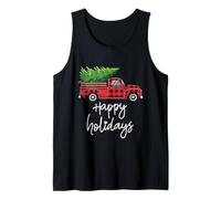 Camión agrícola Cargado con árbol de Navidad Felices Fiestas Camiseta sin Mangas