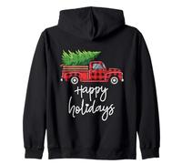 Camión agrícola Cargado con árbol de Navidad Felices Fiestas Sudadera con Capucha