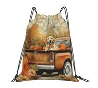 Camión Antiguo con Calabazas Bolsa con Cordón Ligera Bolsas De Gimnasia Ajustable Bolsa De Deporte para Natación Mujeres Al Aire Libre 36X42Cm