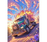 Camión ardiente en vórtice mágico Puzzle 1000 Piezas Obra De Arte Familiar Animal Salvaje Mascota Cute Rompecabezas 3D para Hombres Y Mujeres Juguete Educativo Desafío Intelectual 1000 PCS