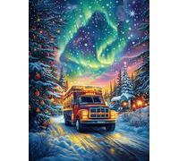 Camión bajo Las Auroras boreales Rompecabezas 1000 Piezas Cartón Grueso para Mayores Noches Juegos Familiares Estimulación Mental Regalo San Valentín 1000 PCS