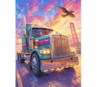 Camión Circulando por el Puente Golden Gate Puzzle 300 Piezas Papel Mayores Mascota de Vida Silvestre Alivio Ansiedad Actividad para La Mente Ocio Tranquilo En Casa Más Vendido Regal