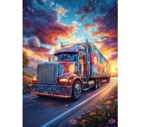 Camión Colorido circulando por una autopista Puzzle 300 Piezas Cartón Resistente para Parejas Paisajes y Ciencia ficción Ocio En Casa Relajación Y Concentración Decoración Pared Regalo Ideal 300 PCS