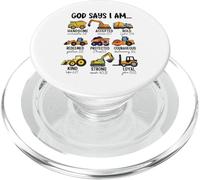 Camión con versículo bíblico God Says I Am Construction PopSockets PopGrip para MagSafe