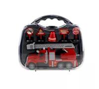 Camión de bomberos de juguete con señales de tráfico - 22 cm