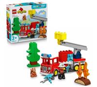 LEGO Duplo Camión de Bomberos con Manguera y Bomberos - Juego Educativo para la Motricidad Fina - Camión Rojo de Juguete y Ardilla - Regalo de Cumpleaños para Niños y Niñas de 2+ Años - 10473