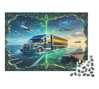 Camión de Carga Moderno Puzzle de 1000 Piezas Papel Juego de Puzzle 1000 Piezas Transporte Multimodal Concentración Relajación Decoración Regalo 70x50cm/1000pcs