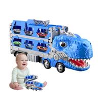 Camión de Dinosaurios - Juegos de Dinosaurios para niños | Coche de Dinosaurio Transport Truck Carrier | Camión de Dinosaurio con 12 Coches de Tiro | Modo de de 2 Jugadores | Pista Plegable
