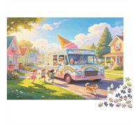 Camión de Helados Puzzle de 1000 Piezas Papel para Adultos Barrio Residencial Juego Familiar Regalo Decorativo Antiestrés Atención 52x38cm/1000pcs