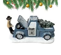 Camión de juguete - Coche rústico vintage de resina, decoraciones navideñas para coche, acabado pintado a mano envejecido, acento de mesa de escritorio pequeño, oficina de fiesta de vacaciones, escrit