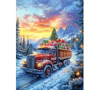 Camión de Navidad al Atardecer del Bosque Puzzle 500 Piezas 3D Creativo Mitos fantásticoss Cuento De Hadas Rompecabezas para Hombres Y Mujeres Decoración Hogar Moderno Construir Maquetas 500 PCS