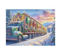 Camión de Navidad en Paisaje Nevado Rompecabezas 500 Piezas Cartón Grueso para Coleccionistas Noches De Cita Mejora Concentración Ocio En Casa Regalo Reyes Magos 500 PCS