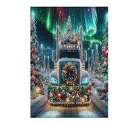 Camión de Navidad Puzzles 300 Piezas 3D Maquetas Educativas Vacaciones de Navidad Desafío Intelectual para Familia DIY Creativo Construir Juguete Educativo 300 PCS