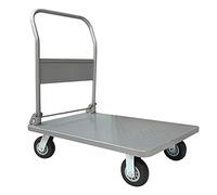Camión de plataforma, carro portátil de plataforma plana, camión de plataforma de acero con asa plegable y ruedas giratorias para tirar de mercancías y equipaje, capacidad de carga pesada, carro de
