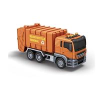 Camión de Reciclaje de Juguete con Luces y Sonidos, Plataforma Volcable con Bomba, Funcionamiento por Fricción, Incluye 3 Contenedores de Reciclaje - Camión de Basura con Pilas