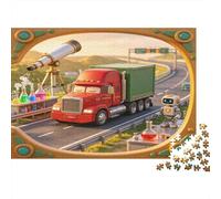 Camión de Transporte Científico Puzzle de 1000 Piezas Papel para Adultos Escena de Experimento en Carretera Puzzle para Adultos Relajación Familia Decoración Regalo 52x38cm/1000pcs