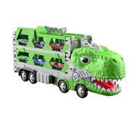 Camión De Transporte Para Dinosaurios: Pista De Carreras Plegable De 62 Pulgadas, Bisarca Portátil Para Coche, 6 Vehículos De Carreras, Juego Divertido, Juguete Transportador Duradero | Publicidad
