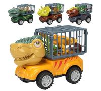 Camión Dinosaurio, Juego de 4 Dinosaurios para Niños Pequeños, Juego de Carreras y Construcción para Niños Colección Exterior Castillo