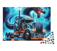 Camión Dragón Arte Rompecabezas de 1000 Piezas para Adultos Camión Dragón Relámpago Fantasía Desafiante Duro Difícil Premium Grueso Alivio del Estrés Decoración Familiar 52x38cm/1000pcs