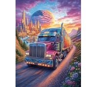 Camión estadounidense con bandera estadounidense en el bosque mágico Puzzles 300 Piezas Alivio Estrés Mental Paisaje de cuento de hadas en caricatura Rompecabezas 3D Para Toda La Familia Juguete Educa