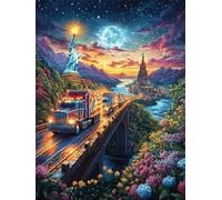 Camión Libertad, vista nocturna de fantasía Puzzle 500 Piezas Juguete Educativo Animal lindo de cuento de hadas Rompecabezas Impossible Para Adultos Aliviar Estrés Decoración Hogar DIY Creativo 500 PC