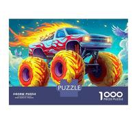 Camión Monstruo inflamado Rompecabezas 1000 Piezas Monster Truck Cartón Reciclado para Toda La Familia Noche Familiar para Entrenar La Mente 70x50cm/1000pcs