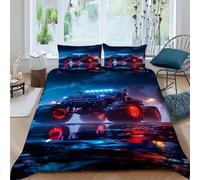 Camión monstruoso Nocturno Funda Nordica Algodon 3 Piezas con Impresión En 3D Sci Fi con 2 Fundas De Almohada King（220x240cm） 100% Microfibra Juego De Cama para