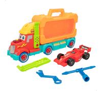 Colorbaby Camión portavehículos Desmontable luz y Sonido, 2 en 1, Pilas Incluidas, Juego construcción Coche, Transportador de Coches, Portacoches Juguete, Juguete para niños 3 años, 47418