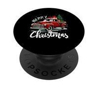 Camión Rojo de Granja de Estilo Vintage con árbol de Navidad PopSockets PopGrip Adhesivo