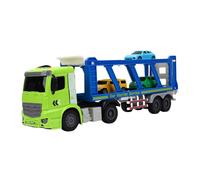 Camión transportador de vehículos de Transporte de Juguete con 4 Autos de Carreras, luz Musical, camión Portador de Dos Pisos, Juego de vehículos de Juego, semirremolque de